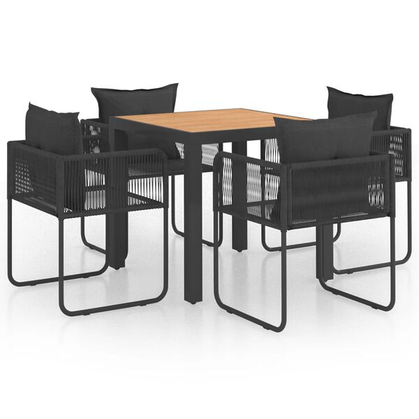 vidaXL 5-tlg. Garten-Essgruppe PVC Rattan Schwarz und Braun