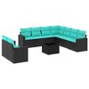 vidaXL 10-tlg. Garten-Sofagarnitur mit Kissen Schwarz Poly Rattan