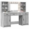 vidaXL Schminktischset mit LED 3 pcs Graues Sonoma Holzwerkstoff