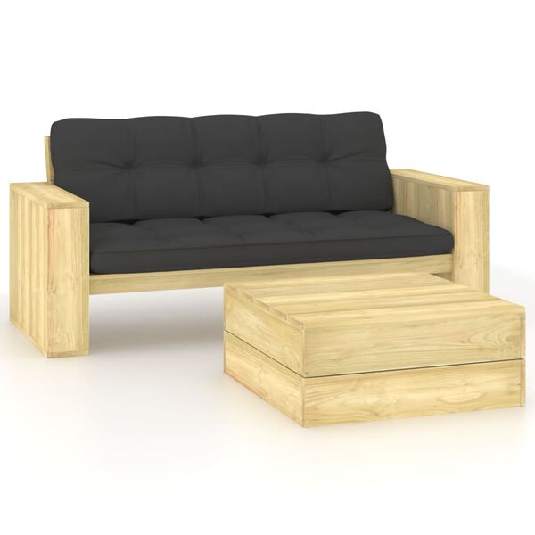 vidaXL 2-tlg. Garten-Lounge-Set mit Kissen Kiefernholz Impr&auml;gniert