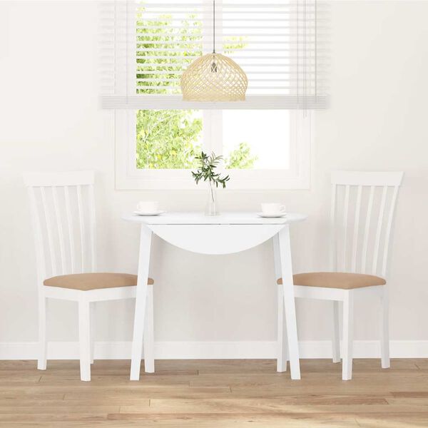 vidaXL Esszimmerstühle mit Kissen 2 Stk. Weiß Massivholz Gummibaum