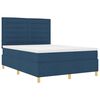 vidaXL LED Boxspringbett mit Matratze Blau 140 x 190 cm Stoff