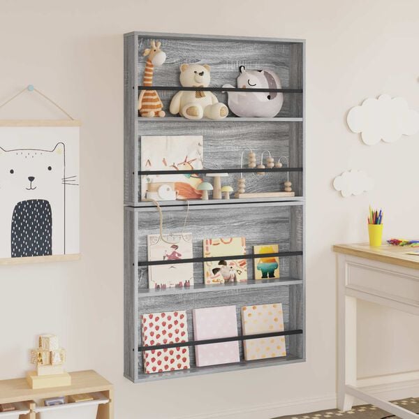 vidaXL Magazinregal 2 pcs Graues Sonoma 80 x 12 x 70 cm Holzwerkstoff