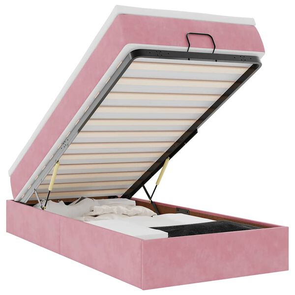 vidaXL Ottoman-Bett mit Matratze Rosa 80x200 cm Samt