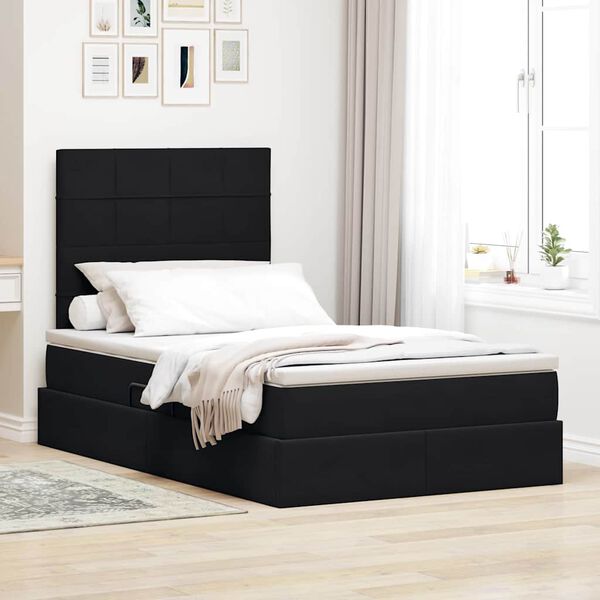 vidaXL Bett mit Stauraum und LED mit LED Schwarz 120 x 190 cm Samt