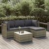 vidaXL 5-tlg. Garten-Lounge-Set mit Kissen Grau Poly Rattan