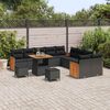 vidaXL Gartensofa-set mit Kissen 17 pcs Schwarz Poly-Rattan