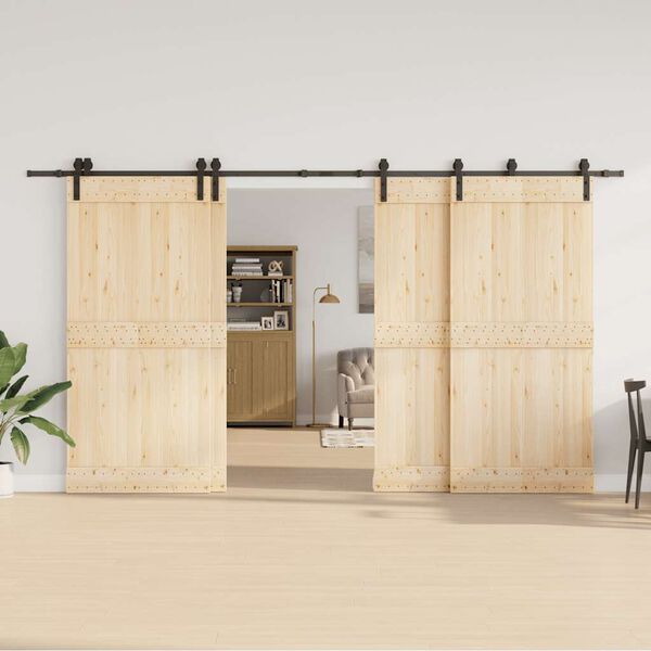 vidaXL Schiebet&uuml;rbeschlag-Set 400 cm Stahl Schwarz