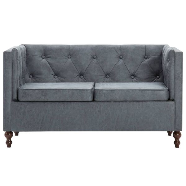 vidaXL Chesterfield-Sofa 2-Sitzer Stoffbezug Grau