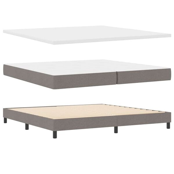 vidaXL Boxspringbett mit Matratze Taupe 200 x 200 cm Polyester