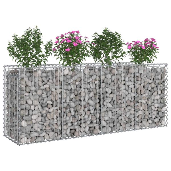 vidaXL Gabionen Hochbeet 2 pcs Silber 200 x 50 x 80 cm
