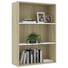 vidaXL B&uuml;cherregal 3 F&auml;cher Wei&szlig; Sonoma-Eiche 80x30x114 Holzwerkstoff