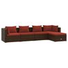 vidaXL 5-tlg. Garten-Lounge-Set mit Kissen Poly Rattan Braun