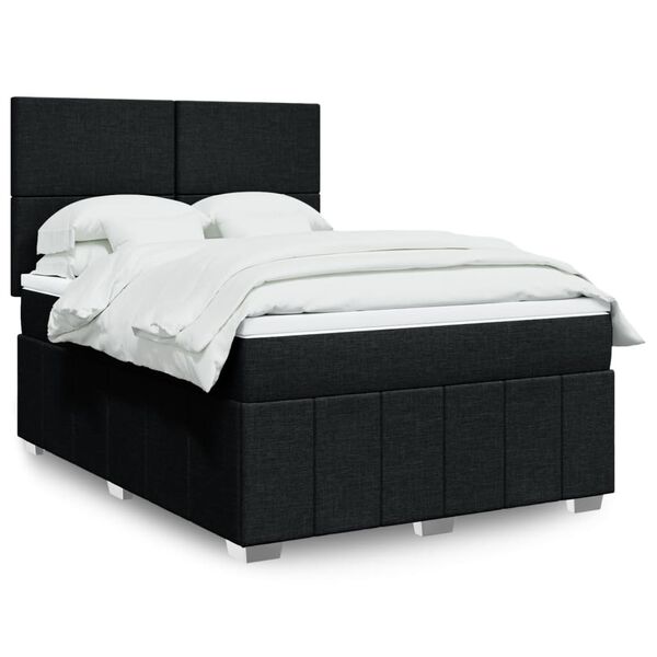 vidaXL Boxspringbett mit Matratze Schwarz 140x190 cm Stoff