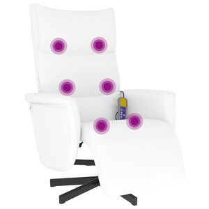 vidaXL Massagesessel mit Fu&szlig;teil Wei&szlig; Kunstleder