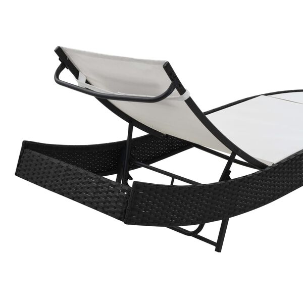 vidaXL Sonnenliege mit Kissen Poly-Rattan Schwarz