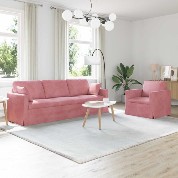 vidaXL Sofa 2 pcs Rosa 228 x 78 x 80 cm Samt