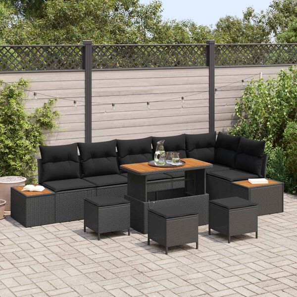 vidaXL Gartensofa-set 10 pcs Schwarz Poly-Rattan