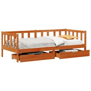 vidaXL Tagesbett mit Schubladen 3 stk. Wachsbraun Massivholz Kiefer