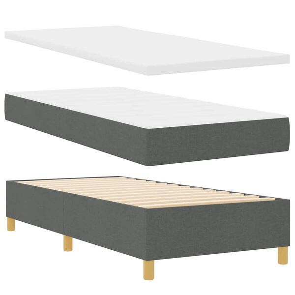 vidaXL Boxspringbett mit Matratze Dunkelgrau 90 x 200 cm Stoff