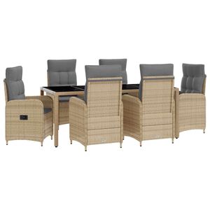 vidaXL Outdoortisch-Set 7 stk. Beige und Hellgrau Poly-Rattan