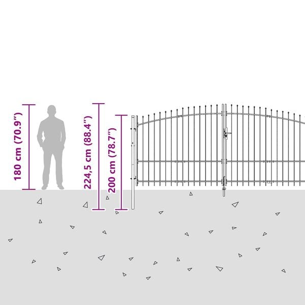 vidaXL Gartentor mit Schloss Grau 100 x 400 cm Stahl