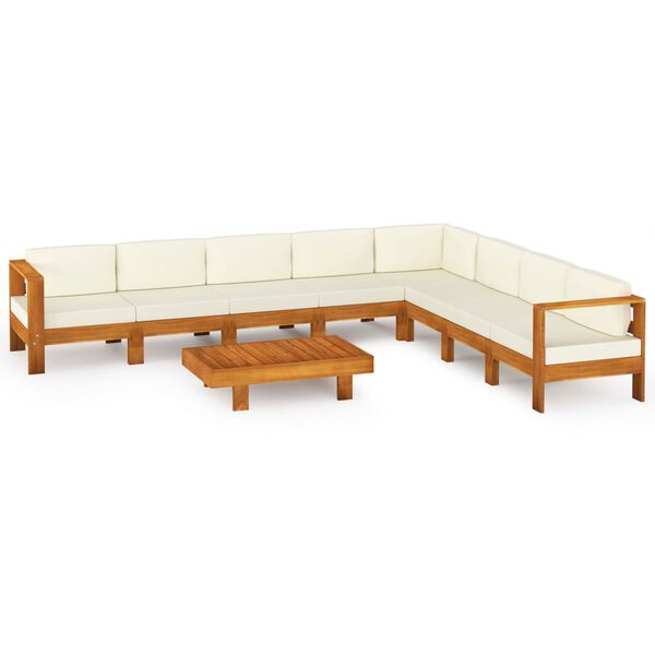 vidaXL 9-teiliges Garten-Lounge-Set mit Kissen 100 x 60 cm Akazienholz