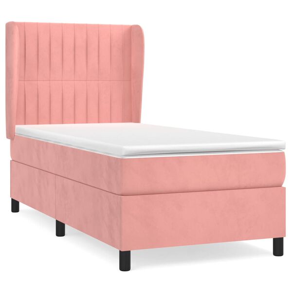 vidaXL Boxspringbett mit Matratze Rosa 80x200 cm Samt