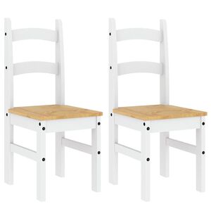 vidaXL Essst&uuml;hle 2 Stk. Wei&szlig; 40x46x99 cm Massivholz Kiefer