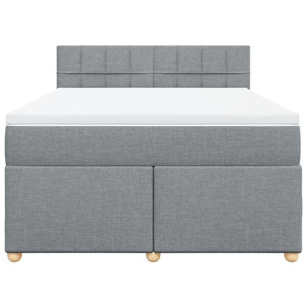 vidaXL Boxspringbett mit Matratze Hellgrau 140x190 cm Stoff