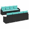 vidaXL Sofa Set 9 stk. 3-Sitzanzahl Schwarz und T&uuml;rkis Poly Rattan