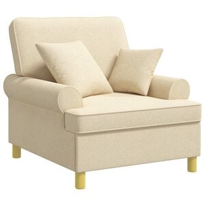vidaXL XL-Sessel mit Kissen Creme Stoff