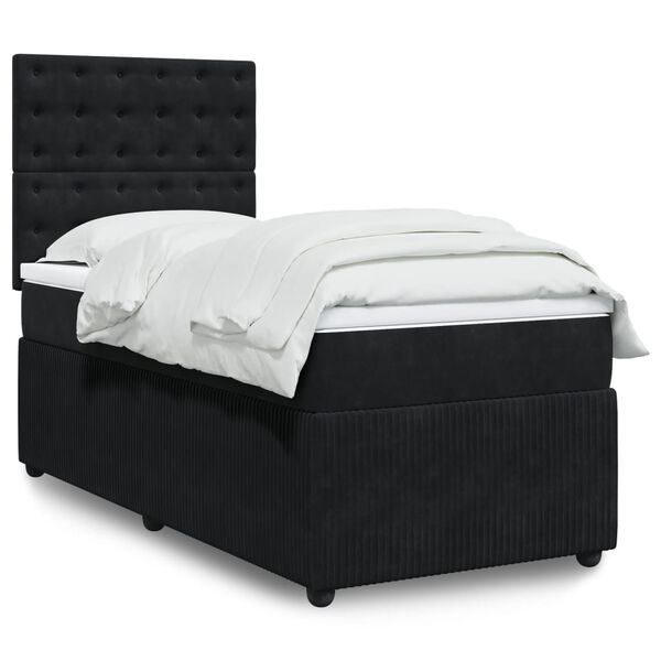 vidaXL Boxspringbett mit Matratze Schwarz 90x190 cm Samt