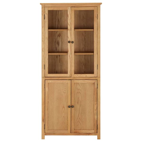 vidaXL B&uuml;cherschrank mit 4 T&uuml;ren 80x35x180 cm Eiche Massivholz & Glas