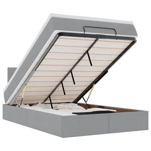 vidaXL Ottoman-Bett mit Matratze & LEDs Hellgrau 120x190 cm Stoff