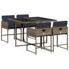 vidaXL 5-teiliges Garten-Ess-Set mit Kissen, grau, Polyrattan