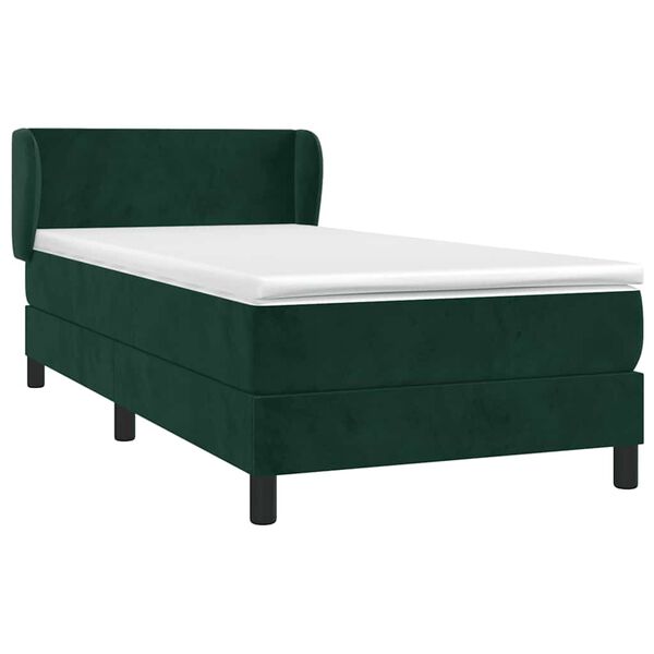 vidaXL Boxspringbett mit Matratze Dunkelgr&uuml;n 90x190 cm Samt