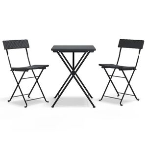 vidaXL 3-tlg. Bistro-Set Klappbar Schwarz Poly Rattan