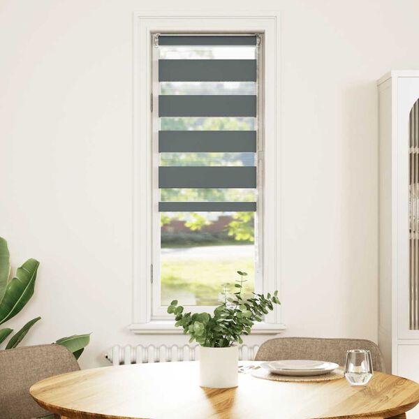 vidaXL Doppelrollo Dunkelgrau 45x150 cm Stoffbreite 40,9 cm Polyester