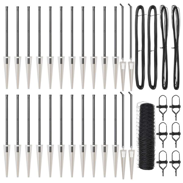 vidaXL Zaunpfosten Grau 50 x 1 m (36 mm Maschen) Stahl und PVC