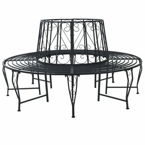 vidaXL Baumbank &Oslash; 160 x 89 cm Stahl Schwarz Rund