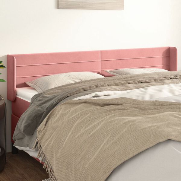 vidaXL Kopfteil mit Ohren Rosa 163x16x78/88 cm Samt