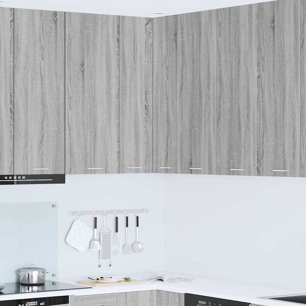 vidaXL H&auml;ngeschrank mit Speicher Grau Sonoma und Wei&szlig; 57 x 57 x 100 cm