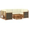 vidaXL Outdoor-Sofagarnitur 7 pcs Natur und Creme Massivholz Akazie
