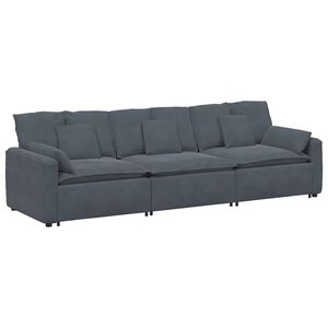 vidaXL Modulares Sofa mit Kissen Dunkelgrau