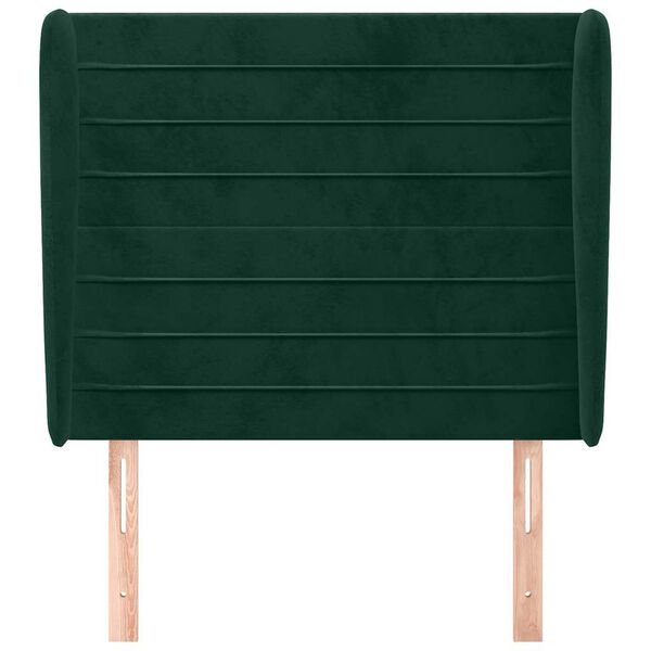 vidaXL Kopfteil mit Ohren Dunkelgr&uuml;n 93x23x118/128 cm Samt