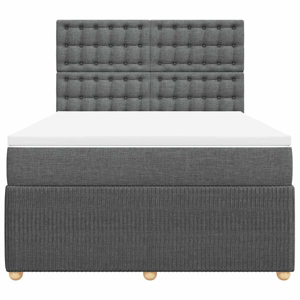 vidaXL Boxspringbett mit Matratze Dunkelgrau 140x200 cm Stoff
