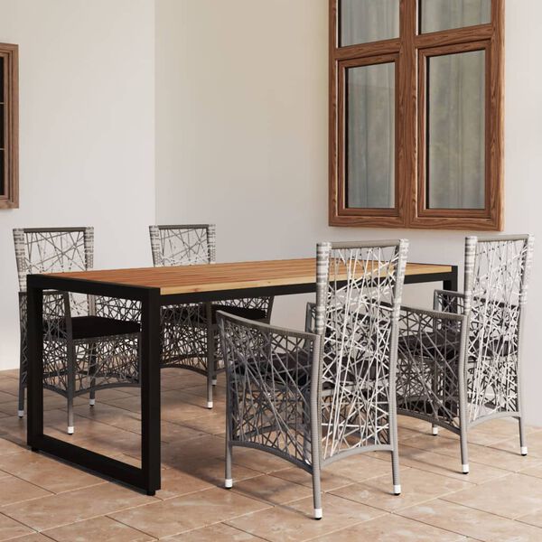 vidaXL 5-tlg. Garten-Essgruppe Grau