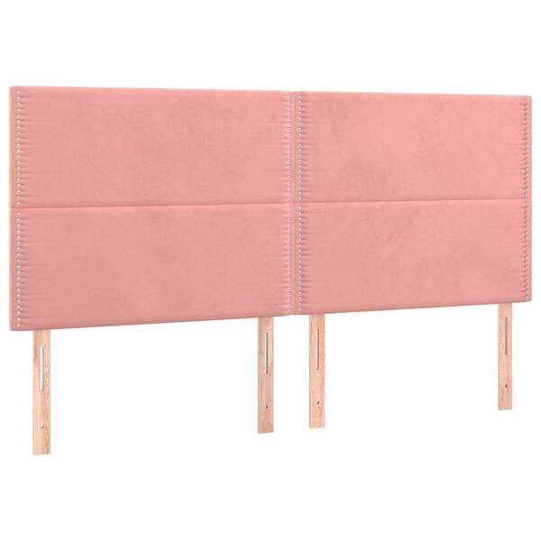 vidaXL Kopfteil Rosa 200 x 5 x 118/128 cm Samt