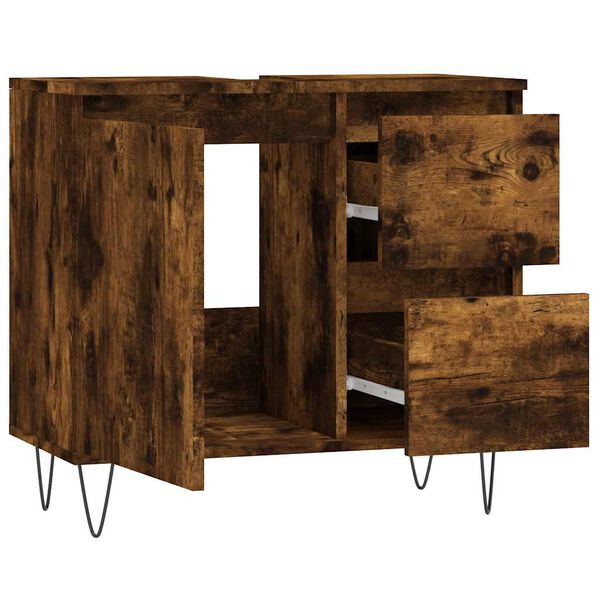 vidaXL Badschrank Räuchereiche 65x33x60 cm Holzwerkstoff